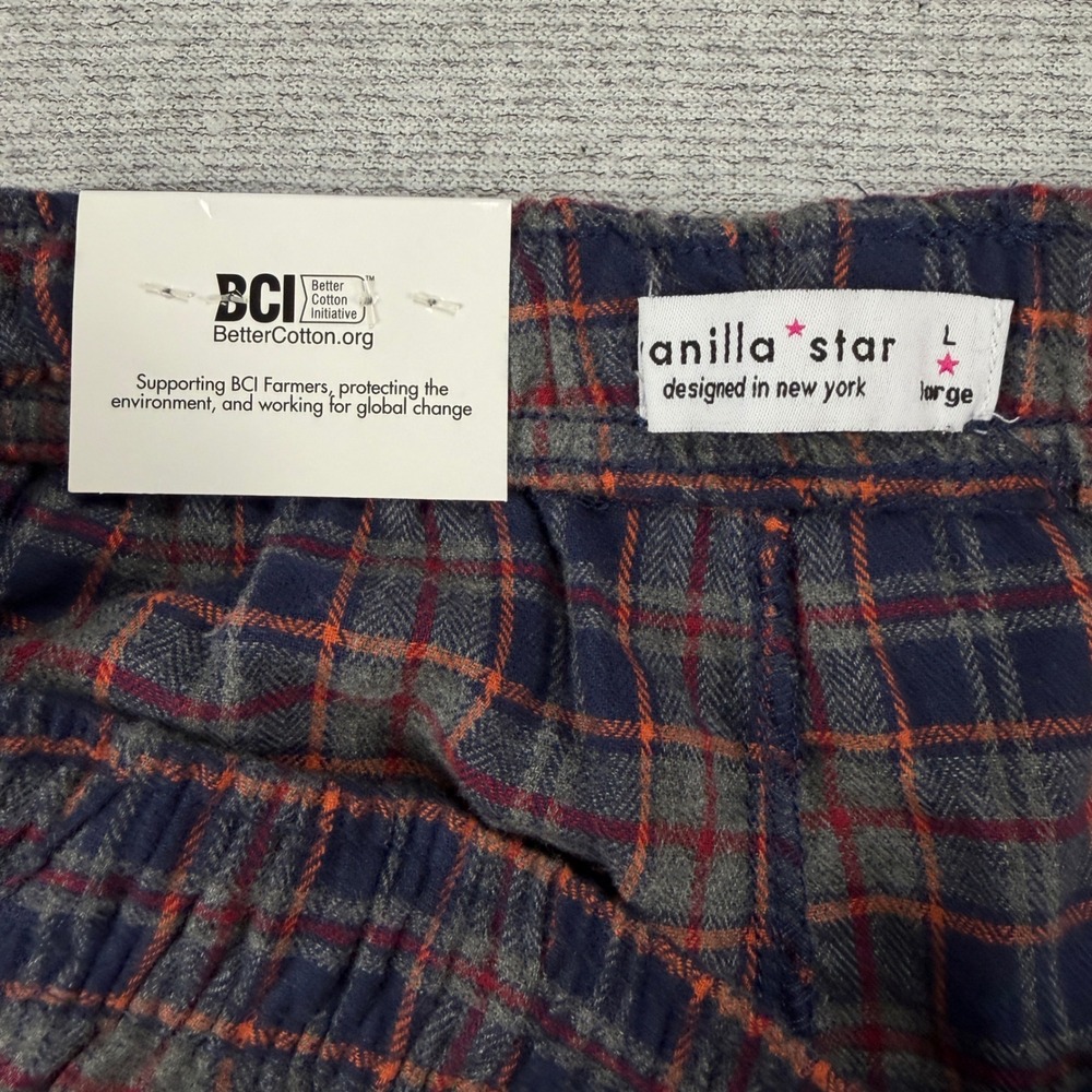 Vanilla Star Dorm Pant Blue Plaid Cargo Lounge Pants Large NWT MSRP $39 - Picture 5 of 12